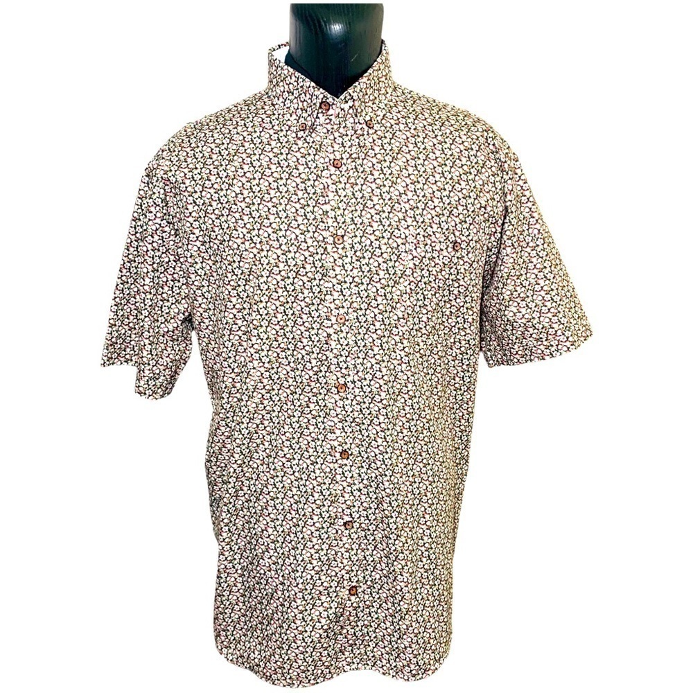 MARCO Floral Casual Button Down Shirt Cotton Relax Fit Short Sleeves Top Sz 1X B